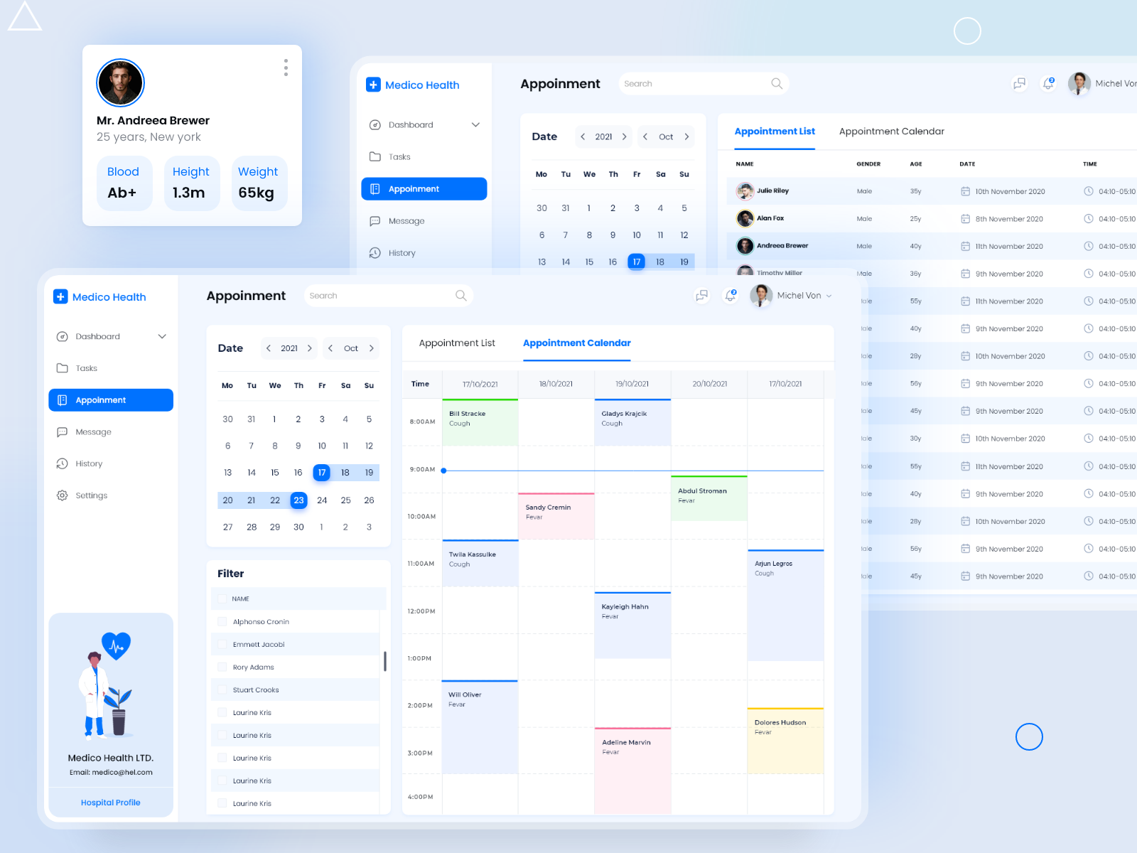 Medico Health - Appointment (Calendar view) by Md Jehadul Islam on Dribbble