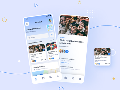 Volunteer events manage app app apps design event mobile app ui ui design uiux volunteer