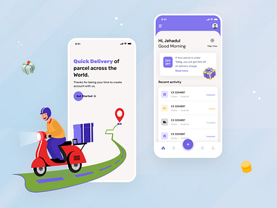 Parcel delivery service mobile app 2021 app apps branding concept delivery app design graphic design illustration mobile app design parcel ui ui design uiux ux design