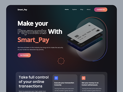 Smart_Pay Landing page design fintech landingpage pay ui ui design ux design website design