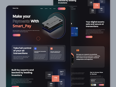 Smart_Pay Landing page creative dark dashboard design fintech landingpage ui ui design uiux website