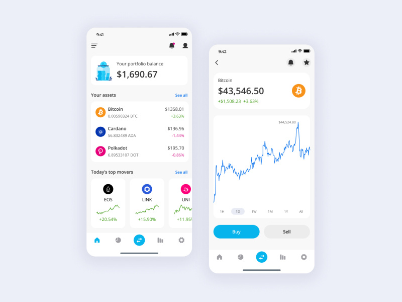 Cryptocurrency app by Valeriia Cherpak on Dribbble