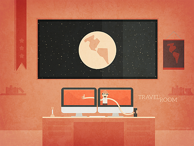 Travel Room flat illustration inspiration orange red travel universe