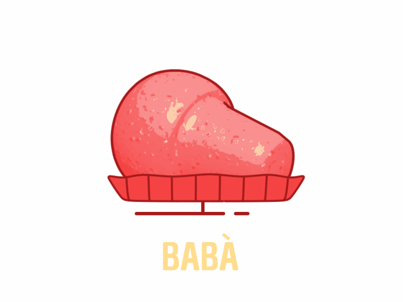 The big Babà 2d 3d animation babà food gif illustration inspiration italian food motion graphics pastry red