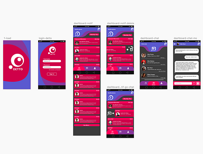 Detto UI Designs app flat pink ui ux