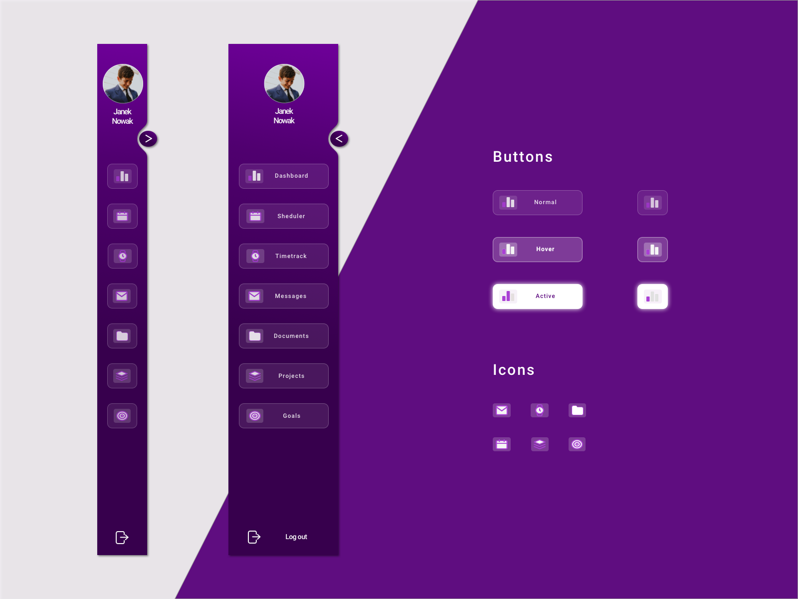 UI elements set for productivity app by Lukasz Kwiatkowski on Dribbble