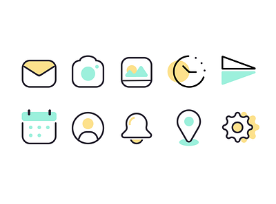 Icon set design flat icon minimal vector