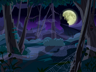 Dark forest forest moon vector darkness