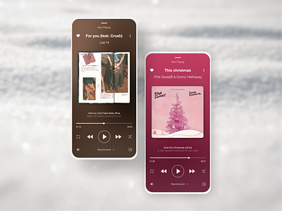 Music Player App (Christmas Songs) album app christmas dailyuichallenge holiday kpop mobile mobile app mobile app design music music app music player play pop ui ux what the holidays mean to you winter