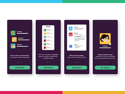 Slack App Onboarding app chat chatting dailyui dailyuichallenge design flat mobile mobile app mobile app design onboarding slack slack app splash splashscreen talk ui ux