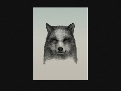 wolf black and white design dotwork fineliner graphic illustration