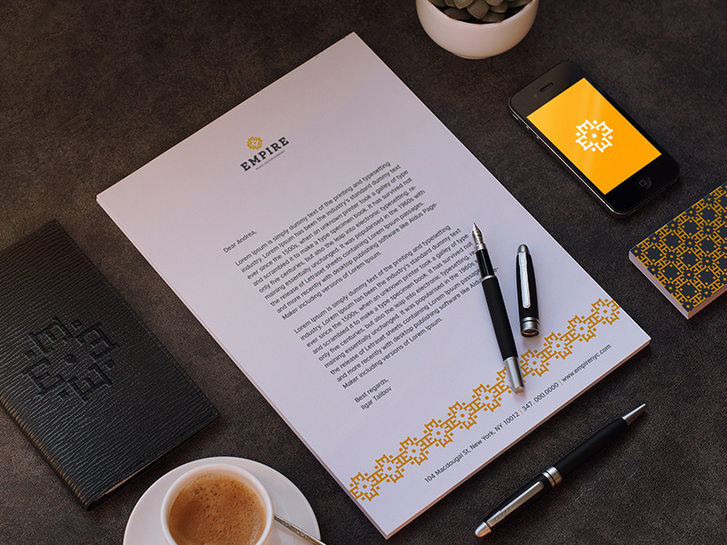 Empire pattern card business letterhead branding identity style corporate