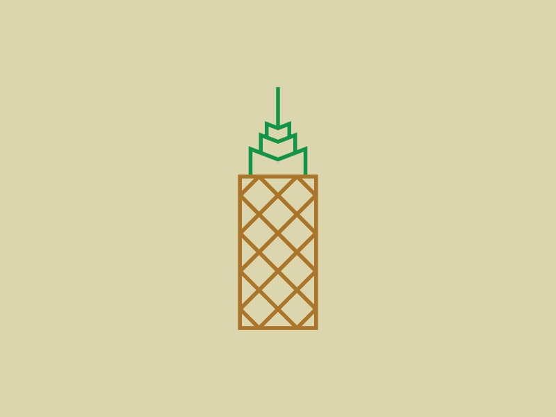 Pineapple Tower logotype mark architecture pineapple real estate building flat vector design logo