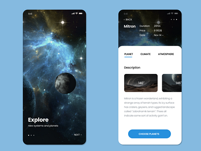 MYPLANET app design illustration minimal mobile planet space ui uidesign uiux ux