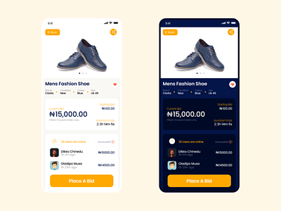 Aunction App app auction design minimal mobile shoe ui uidesign uiux ux