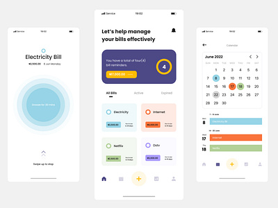 Bill Reminder app bills concept design minimal mobile product reminder simple ui uidesign uiux ux