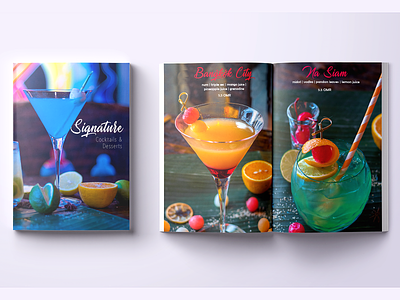 Signature Cocktails Booklet brochure cocktails design fb menu photography restaurant
