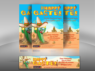 Happy Cactus banner cactus design fb happy cactus illustration mexican mexican food restaurant themenight