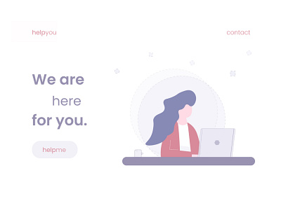 Customer Service for 24/7 - helpyou #dailyUI adobe illustrator flat illustration illustration inspiration landing page design landingpage minimal minimalist simple design ui ux webdesign website