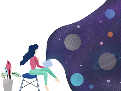 Vision astro design flat illustration galaxies galaxy illustration illustration design inspiration minimal procreate space universe vision woman illustration