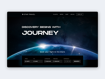 Flight Booking Website landing page space ui web design