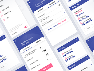 Fuel Consumption Calculator adobe xd app design ui uiux vector