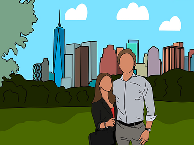 A day in the city central park city couple doodle new york nyc skyline