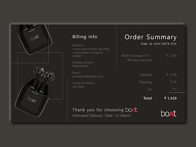 Daily UI :: 017 | Email Receipt