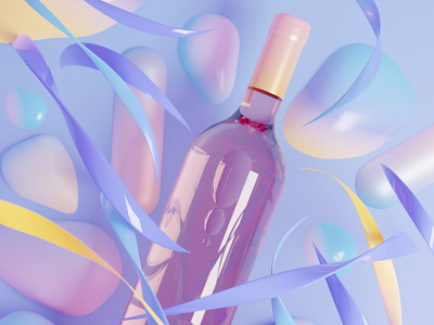 Wine Bottle 3D Portrait 3d 3dart art blender3d bottle illustration wine bottle