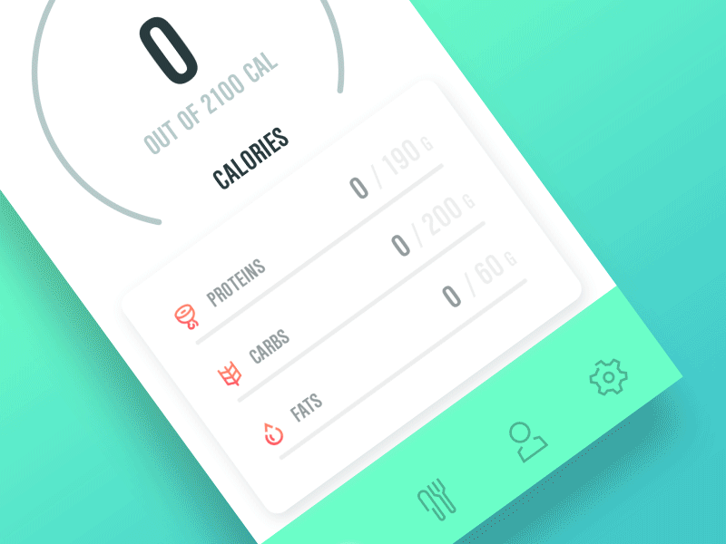 Calorie counter v2 animation app calories clean dashboard graph mobile nutrition