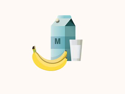 Milk and Bananas banana food glass illustration milk tableware vector