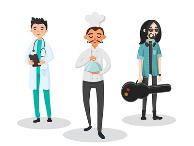People of different professions. food human illustration musician profession vector