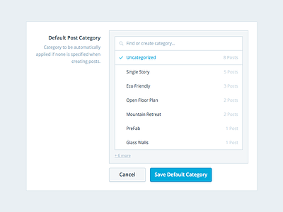 Default Post Category form selection settings