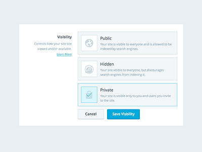 Visibility form settings