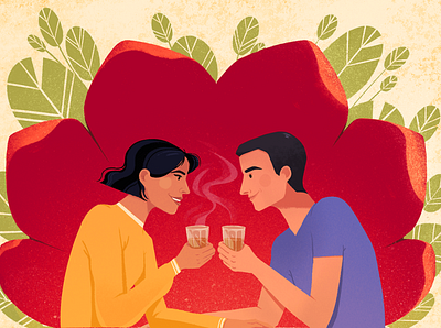 Chai Date branding colour editorial illustration illustration illustrator indian