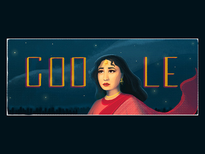 Google Doodle: Meena Kumari's 85th Birthday brand identity branding colour google illustration illustrator indian tech illustration
