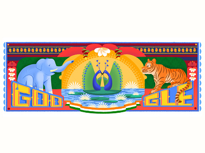 Google Doodle: Indian Independence Day 2018 brand identity branding colour design google google doodle illustration illustrator indian