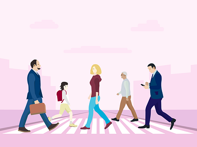 People on crosswalk 2d 2d art art artwork character design graphic illustration illustrator people vector