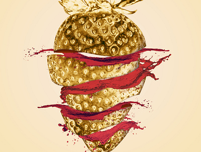 Gold fruit art artwork design fruit gold graphic illustraion photoshop strawberry