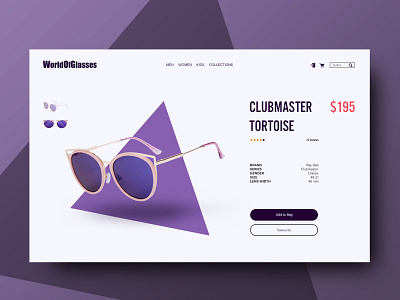 Online sunglasses store. Web design