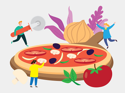 Pizza Illustration baked cheese eat eatery eating eats food food illustration foodie garlic illustration illustration art illustrations mozzarella mushroom onions pizza pizza box pizzeria tomato