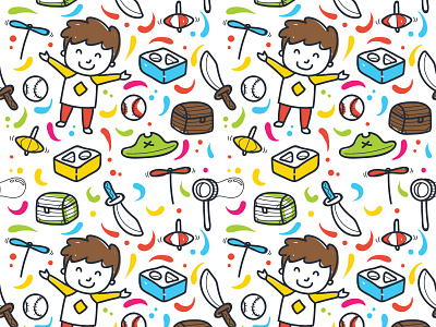 Kids Toys Pattern ball box boy boys bubble child illustration illustration art illustrations kids kids illustration pattern play sword