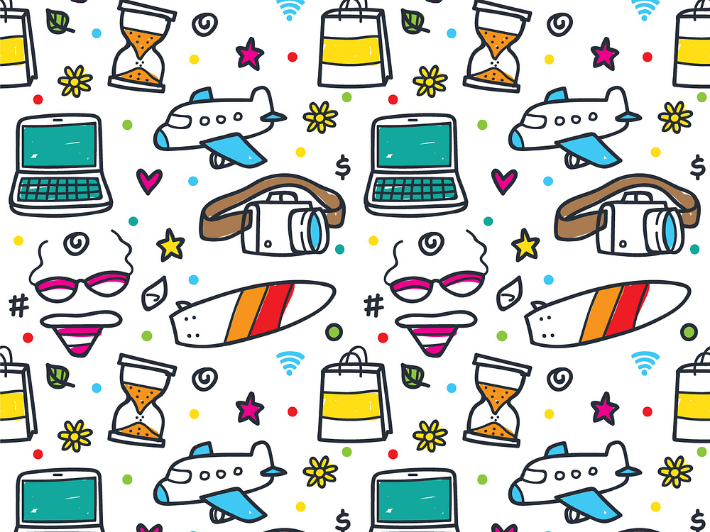 Travel Doodle Pattern by Fontastic on Dribbble