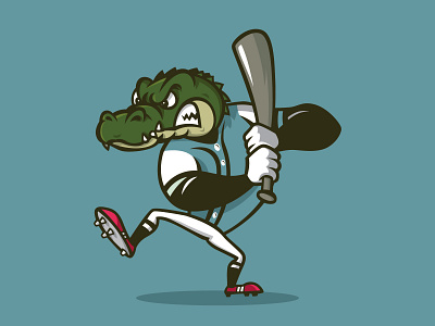 Crocodile Playing Baseball aligator baseball baseball bat baseball cap baseball hat crocodile drawing illustration mascot mascot character mascot design mascot logo play playing sport sports