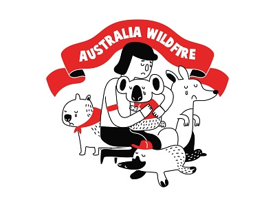 Australia Wildfire Campaign australia australia bushfires australia fire australia megafire australia megafires australia wildfire drawing illustration illustration art kangaroo koala bear