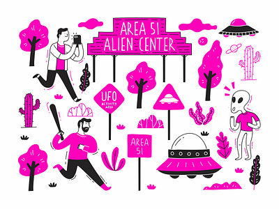 AREA 51 ALIEN CENTER alien aliens area 51 doodle doodles drawing illustration illustration art illustrations storm area 51