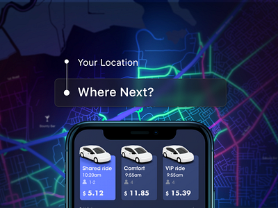 Ride Sharing Special Promotion for Weekends mapping neon