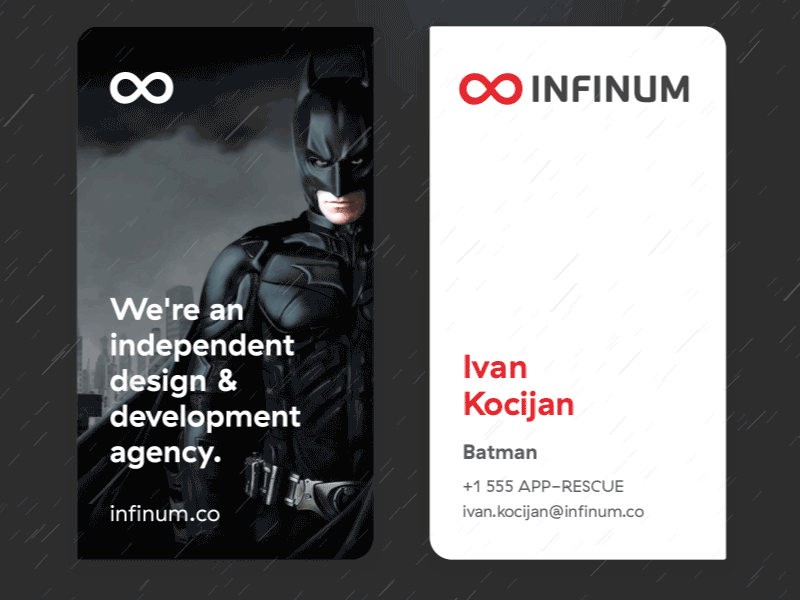 Batman business card batman business card infinum special edition