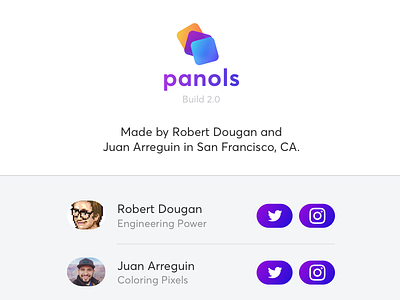 Panols Credits branding dialog gradient instagram ios logo modal panols panoramas redesign splits vibrant