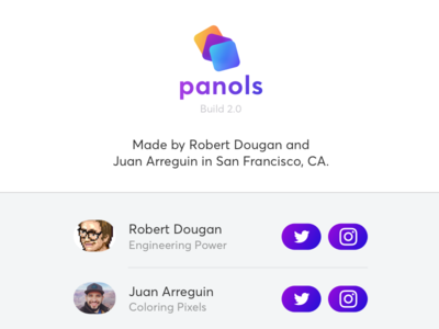 Panols Credits branding dialog gradient instagram ios logo modal panols panoramas redesign splits vibrant